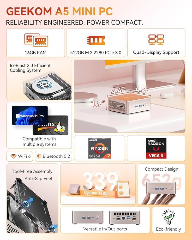 Windowsデスクトップ GEEKOM A5 Mini PC GEEKOM A5 Mini PC: High-Speed Computing with AMD Ryzen™ 7